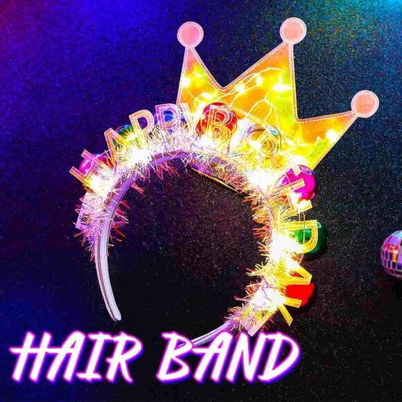 Light Up Birthday Crown Headband Glow Ball Hair Bands Sparkly Party Accessory main image 6